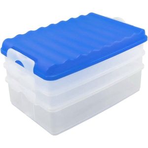 Lunchbox met meerdere vakken - Stapelbare voedselbox voor de koelkast - Lunchbox lekvrij met deksel - Ca. 25 x 15,5 x 14 cm (1 set/blauw)