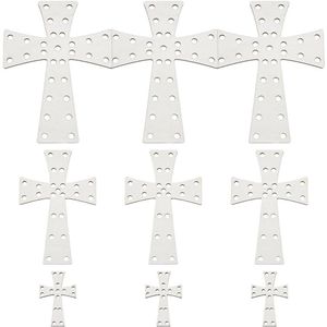 3 Stks 3 Stijlen Houten Kruis voor Draad Ambachten Pasen Populieren Multiplex Uitsnijdingen Manden Gereedschap 74.5~200x49~150x3.5~4mm Gat: 4.5~8mm .