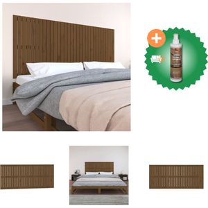 vidaXL Wandhoofdbord 204x3x90 cm massief grenenhout honingbruin - Bedonderdeel - Inclusief Houtreiniger en verfrisser