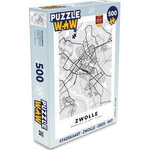 Puzzel Stadskaart - Zwolle - Grijs - Wit - Legpuzzel - Puzzel 500 stukjes - Plattegrond