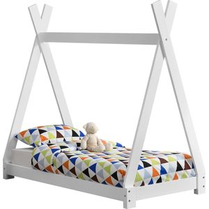 In And OutdoorMatch Kinderbed Donavon - Tipi - Grenen - Met bedbodem - 70x140 cm - Wit - Jongensbed - Meisjesbed - Leuk Design