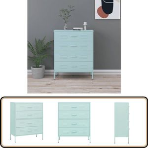 vidaXL Ladekast 80x35x101,5 cm staal mintkleurig