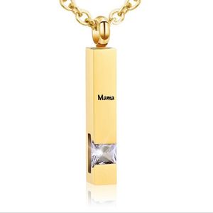 Luxe Ashanger | Met Ketting En Gravering | Mama | Assieraad | Goud Met Witte Steen | As Ketting | Gedenksieraad | Urn | Incl. As vuller