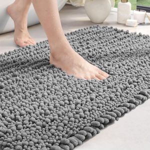 Chenille Badmat antislip dikke badkamermat absorberende en zachte badtapijten wasbare tapijtloper vloermat 40 x 60 cm grijs - HTML Content Needed Bubbelbadmat