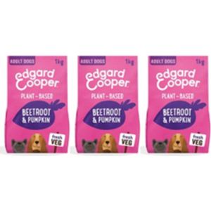 3x Edgard & Cooper Plantaardig Rode Biet & Pompoen - Hondenvoer - 1kg