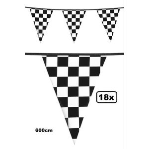 18x Vlaggenlijn geblokt zwart/wit - thema feest vlag lijn race festival party Formule 1 Verstappen