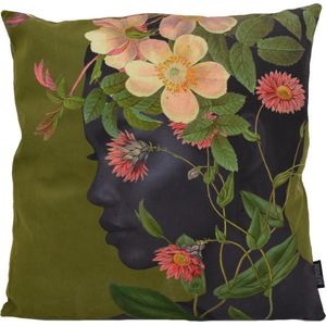 Flower Face / Bloemen Gezicht Kussenhoes | Polyester / Katoen | 45 x 45 cm