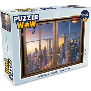 Puzzel Doorkijk - Hout - New York - Legpuzzel - Puzzel 1000 stukjes volwassenen