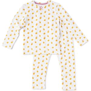 Little Label Pyjama Meisjes Maat 92 - wit, geel - Zachte BIO Katoen - 2-delige pyama meisjes - Print