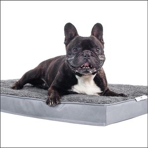 Dogoo® Hondenbed M 435 g/m2 wollige stof - orthopedisch kussen - grijs - wasbaar - maat M-XL - hondenmatras - ligkussen 75 x 50 - kleine honden - gewrichten fluffy dog ​​bed