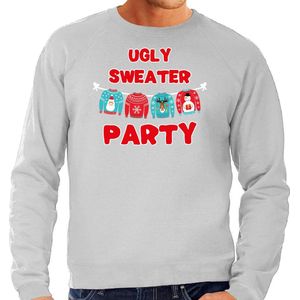 Ugly sweater party Kerstsweater / Kerst trui grijs voor heren - Kerstkleding / Christmas outfit XL