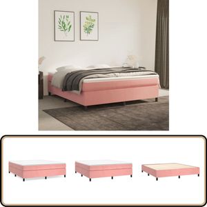 vidaXL Bedframe Fluweel Roze 180x200 cm Boxspringframe - Rozenkleurig Bed - Velvet Bed - Tweepersoons Bed - Slaapcomfort