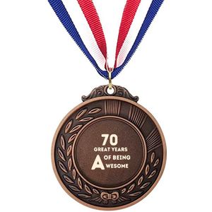 Akyol - 70 jaar of being awesome medaille bronskleuring - Verjaardag - mensen die 70 jaar zijn geworden - cadeau