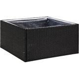 vidaXL - Plantenbak - 80x80x40 - cm - poly - rattan - zwart