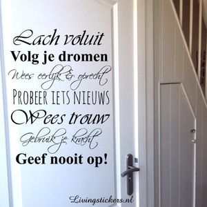 Livingstickers-Sticker voor op de muur-Geef niet op-Zwart-50cm breed 80cm lang