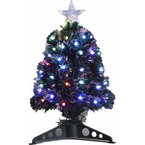 Fiber optic kerstboom/kunst kerstboom met gekleurde lampjes 45 cm - Kunstbomen/kerstbomen met lampjes/lichtjes
