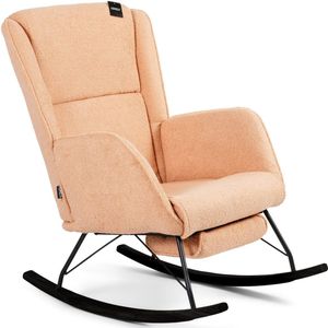 Aemely Schommelstoel Relax - Beige Apricot Teddy, Zwarte Poten