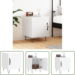 The Living Store Nachtkastje 40x40x50 cm bewerkt hout wit - Nachtkastje - Bijzettafel - Modern - Minimalistisch - Wit