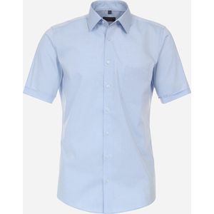 Redmond modern fit overhemd - korte mouw - popeline - blauw - Strijkvriendelijk - Boordmaat: 45/46