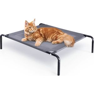 JAXY Hondenstretcher - Hondenbed Verhoogd - Hondenbank - Honden Ligbed - Hondenstretchers - Hondenbed Op Pootjes - Draagbaar - 87 x 55 x 20 cm - S - Grijs