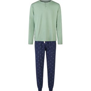 Phil & Co Heren Pyjama Set Lang Groen/Blauw - Maat M