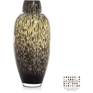 Design Vaas Sevilla - Fidrio GREY/BLACK - glas, mondgeblazen bloemenvaas - diameter 23 cm hoogte 50 cm