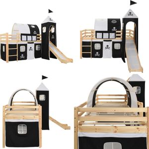 vidaXL Kinderhoogslaper met glijbaan en ladder 97x208 cm grenenhout - Hoogslaper Voor Kinderen - Hoogslapers Voor Kinderen - Kinderhoogslaper - Kinderhoogslapers