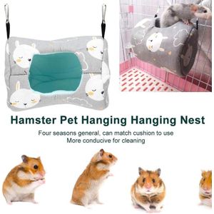 Hamster Opknoping Huis Hangmat Canvas Kleine Dieren Kooi Slapen Nest Huisdier Bed Rat Hamster Speelgoed Kooi Swing (Grijs Klein Konijn)