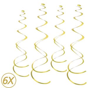 Gouden Hangdecoratie Slingers Swirl Verjaardag Versiering Feest Versiering Swirls Plafond Decoratie Goud - 6 Stuks