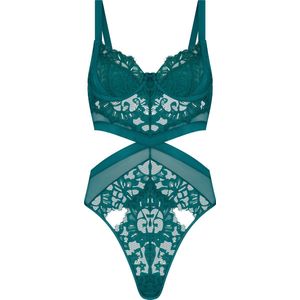 Hunkemöller Dames Lingerie Body Isabella - Groen - maat B80