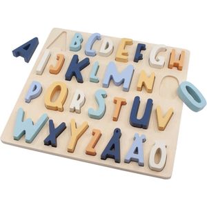 Sebra - Houten Alfabet ABC Puzzel - Houten speelgoed - Demin Blue
