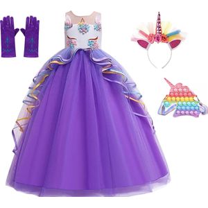 Het Betere Merk - Fidget speelgoed - Unicorn speelgoed - Unicorn jurk - Prinsessenjurk meisje - maat 98/104 (110) - Fidget speelgoed Unicorn tas - cadeau meisje - verkleedkleren - kleed