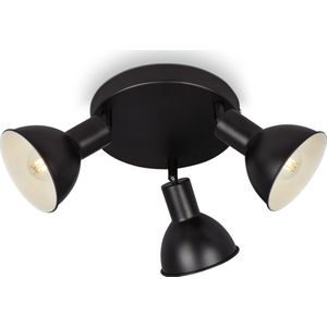 BRILONER - Plafondlamp spot vintage draaibaar 3xE14 25W zwart Ø19cm