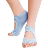 One Pair Open Toe Open Instep Anti-slip Sports Female Yoga Socks  Size: 34 - 39 (EUR) (Light Blue)
