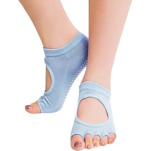 One Pair Open Toe Open Instep Anti-slip Sports Female Yoga Socks  Size: 34 - 39 (EUR) (Light Blue)