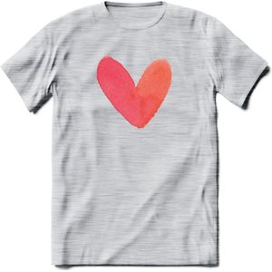 Valentijn Pastel waterverf Hart T-Shirt | Grappig Valentijnsdag Cadeautje voor Hem en Haar | Dames - Heren - Unisex | Kleding Cadeau | - Licht Grijs - Gemaleerd - L