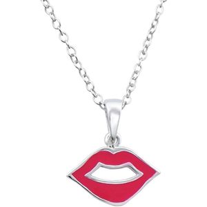 Amanto Kids Ketting Cherif - 925 Zilver - Lips - 12x18mm - 39cm