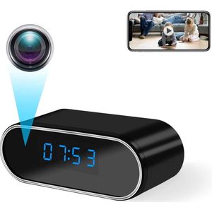 Narvie - Digitale Klok met Verborgen Camera - Wifi Klok - Spy Camera - Geluidsopname - Bewegingsdetectie en Nachtfunctie - 4K - iOS en Android - 166° - Zwart