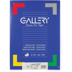 Gallery Witte etiketten - 100x12 stuks - Formaat 105x48 mm - Rechte Hoeken