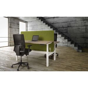 ABC Kantoormeubelen duo bench elektrisch verstelbaar zit/sta bureau teez breed 180cm diep 80/80cm bladkleur antraciet eiken framekleur wit (ral9010)