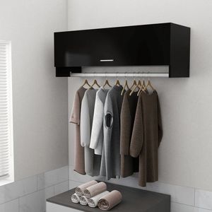 vidaXL Kledingkast - 100x32,5x35 cm - Zwart Hout Compacte Garderobe - Zwarte Kledingkast - Houten Kast - Bergruimte - Kleerkast