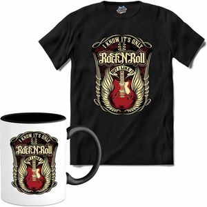 I Know It’s Only Rock And Roll But I Like It | Muziek - Gitaar - Hobby - T-Shirt met mok - Unisex - Zwart - Maat XXL