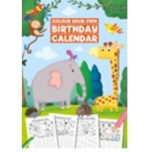 Kleur je eigen Verjaardagskalender Thema Jungledieren