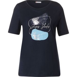 Street One foil part print - Dames T-shirt - deep blue - Maat 38