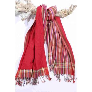 Kikoy Strandlaken Nyekundu Red 170x95cm - Strandlaken - (Hamamdoek) Met badstof - Saunadoek - Saunalaken - Stranddoek - Reishanddoek - Plaid - 170x95cm