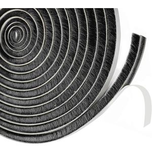 Zelfklevende Borstelafdichting voor Deuren en Ramen - 9 mm x 6 m - Insectenbescherming en Tochtstopper