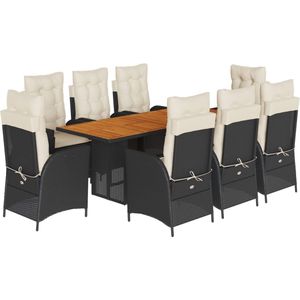 vidaXL - 9-delige - Tuinset - poly - rattan - zwart