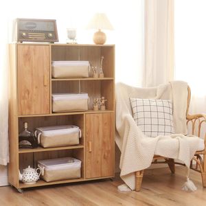 Inovra ® Stijlvolle Set van 4 Canvas Opbergmanden met Katoenen Handgrepen voor Diverse Ruimtes
