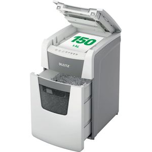 Leitz IQ Autofeed 150 Stille Papierversnipperaar P-4 Snipper voor Thuiswerken/Thuiswerkplek  - Invoer tot 150 A4 Vellen - Wit