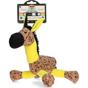 Retrodog Ezel Geel - Honden speelgoed - Hondenknuffel met piep - Gerecycled materiaal - Maat S